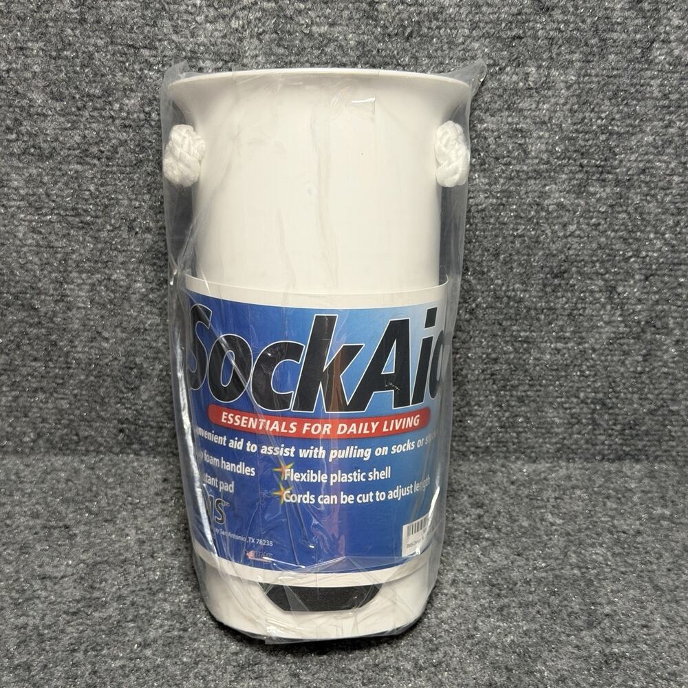 Sock Aid Deluxe Flexible Shell Slip Resistant Pad White w/ Build Up Foam Handles
